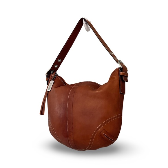 Coach Soho Dark Saddle Brown Distressed Leather Hobo Shoulder Bag - Picture 5 of 10